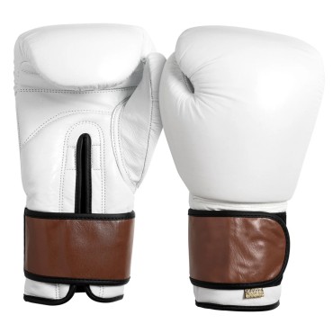 Pro White Leather Boxing Gloves