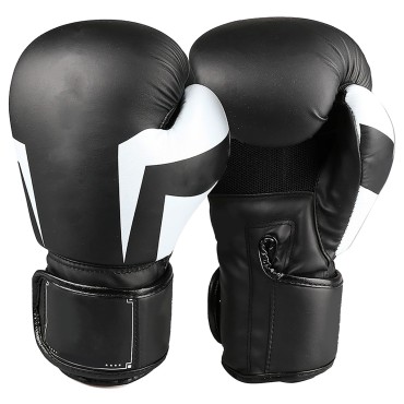 Pro Style Black Leather Boxing Gloves