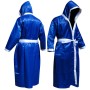 Hooded Satin Boxing Gown Blue