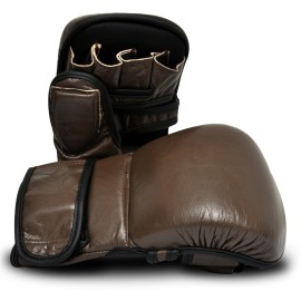 Real Leather Brown Vintage MMA Gloves