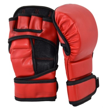 Premium Leather MMA Sparring Gloves Red