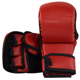 Premium Leather MMA Sparring Gloves Red