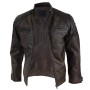 Men Distressed Finish Biker Leather Jacket