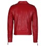 Mens Side Zip Red Leather Biker Jacket