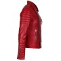 Mens Side Zip Red Leather Biker Jacket