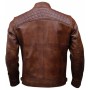 Mens Real Brown Vintage Retro Leather Jacket 