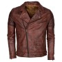 Mens Distressed Brown Brando Biker Jacket