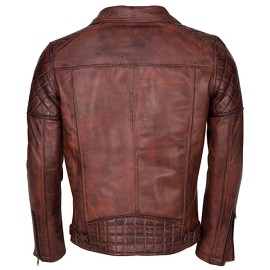 Mens Distressed Brown Brando Biker Jacket