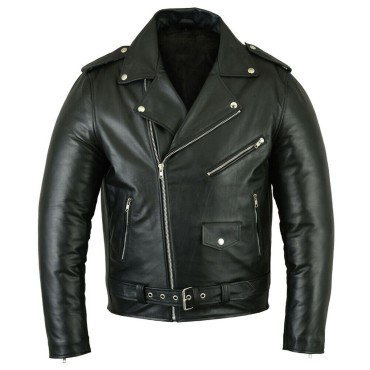 Mens Leather Black Classic Biker Jacket