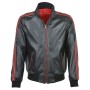 Mens Striped Leather Bomber Jacket