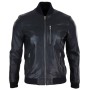 Mens Black Leather Bomber Jacket