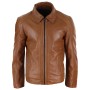 Mens Real Leather Zipper  Jacket Tan
