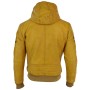 Mens Yellow Real Leather Bomber Jacket with Hood