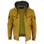 Mens Yellow Real Leather Bomber Jacket with Hood