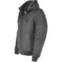 Mens Grey Leather Hooded Bomber Jacket 
