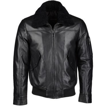  Mens Winter Black Leather Jacket