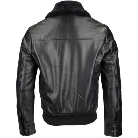  Mens Winter Black Leather Jacket
