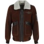 Mens Winter Luxury Sheepskin Pilot Jacket Brown
