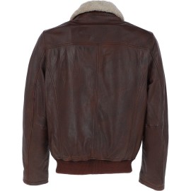 Mens Winter Leather Pilot Jacket With Detachable Collar