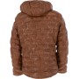 Mens Winter Leather Detachable Hood Puffer Jacket Cognac