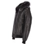 Mens Winter Black Leather Hooded Jacket