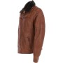 Mens Winter Cognac Leather Jacket With Detachable Collar