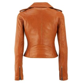 Women's TAN Leather Jacket Genuine Soft Lambskin Leather 