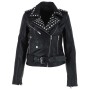 Womens Studded Black Leather Biker Jacket