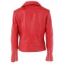 Ladies Side Zip Red Leather Biker Jacket 