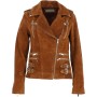 Ladies Split Suede Biker Jacket Tan