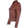 Women's Tan Leather Biker Jacket 