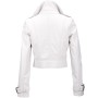 Women's Short Body White Leather Biker Jacket