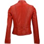 Women's Stand Collar Red Leather Biker Jacket